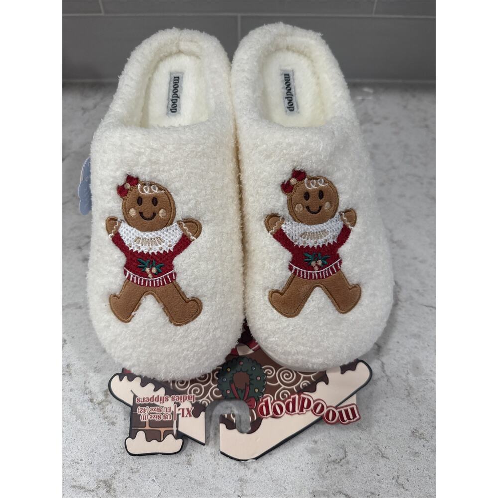 GINGERBREAD Ladies XL Size 11 Memory Foam Hood Back Slippers House Shoes NEW